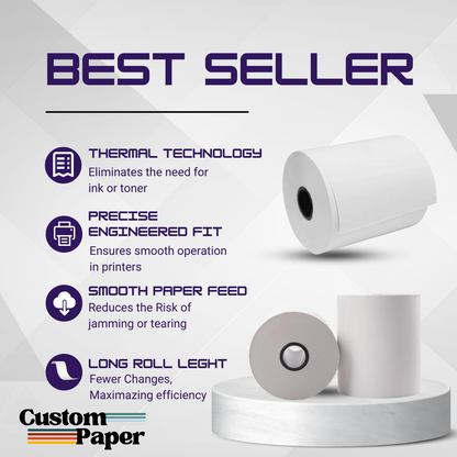 3 1/8 x 220 Thermal Paper Receipt Rolls - Customized