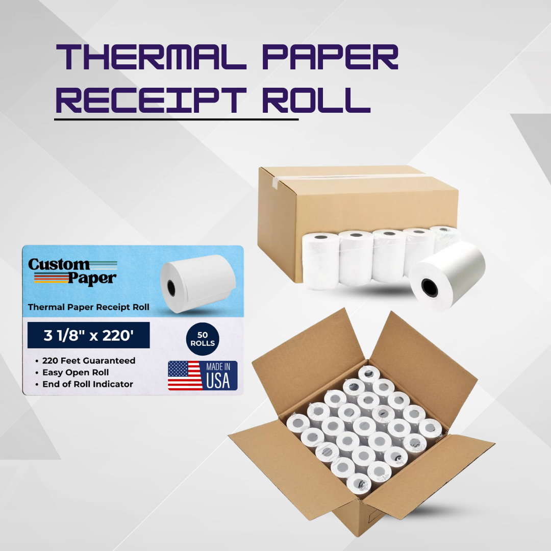 3 1/8 x 220 Thermal Paper Receipt Rolls - Customized