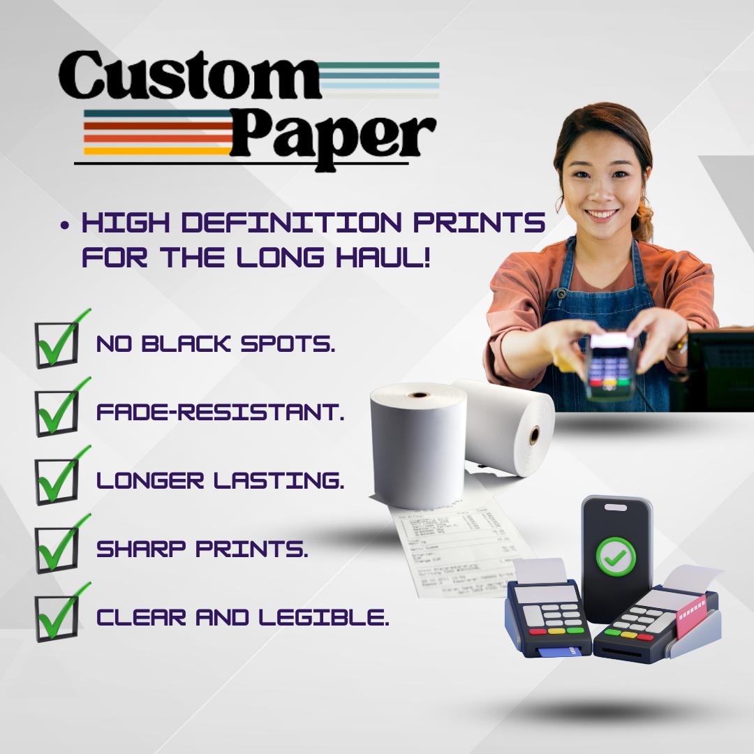 3 1/8 x 220 Thermal Paper Receipt Rolls - Customized