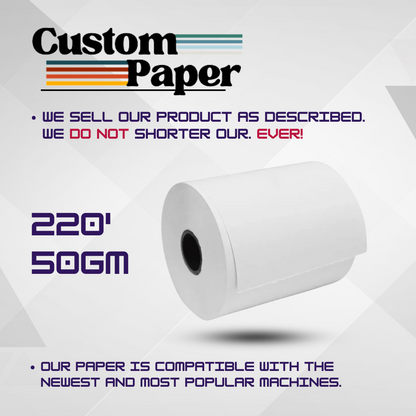 3 1/8 x 220 Thermal Paper Receipt Rolls - Customized